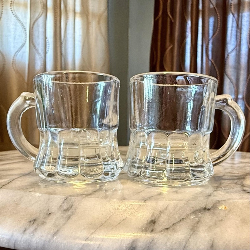 2pc VTG 1950s 50s Federal Glass Beer Mug Stein 1oz Shot Glass Toothpick Holder